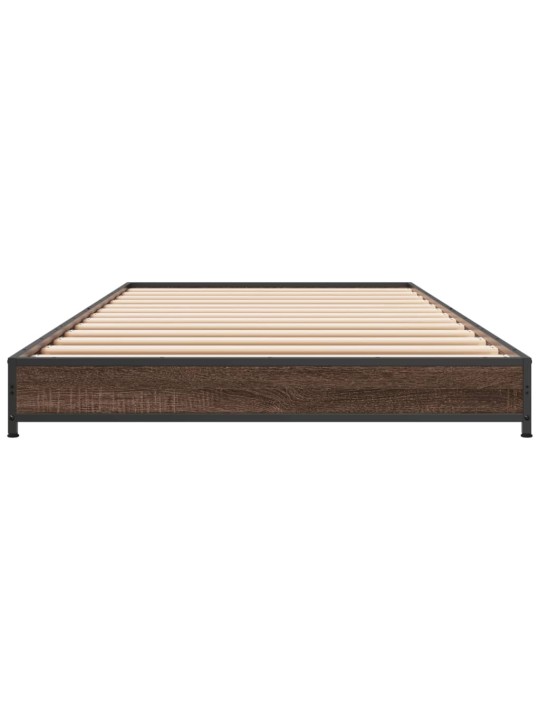 Rám postele hnědý dub 90 x 200 cm kompozitní dřevo a kov