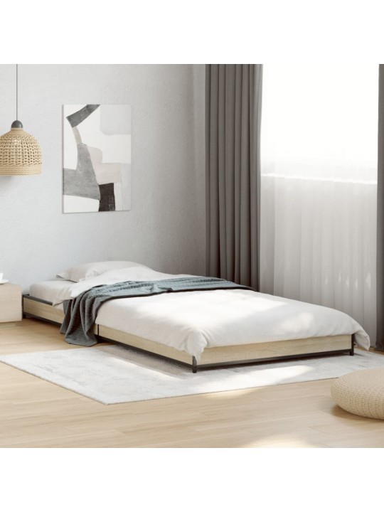Rám postele dub sonoma 90 x 190 cm kompozitní dřevo a kov