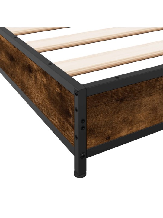 Rám postele kouřový dub 90 x 190 cm kompozitní dřevo a kov
