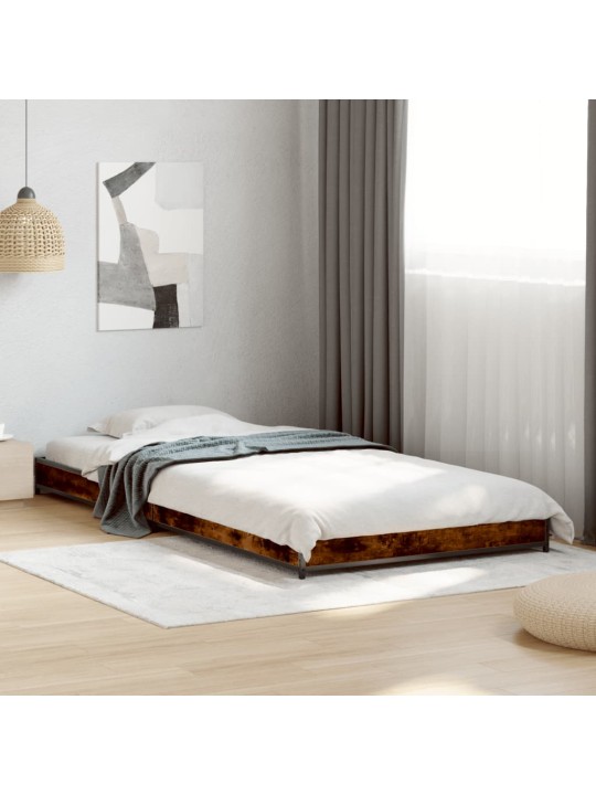 Rám postele kouřový dub 90 x 190 cm kompozitní dřevo a kov