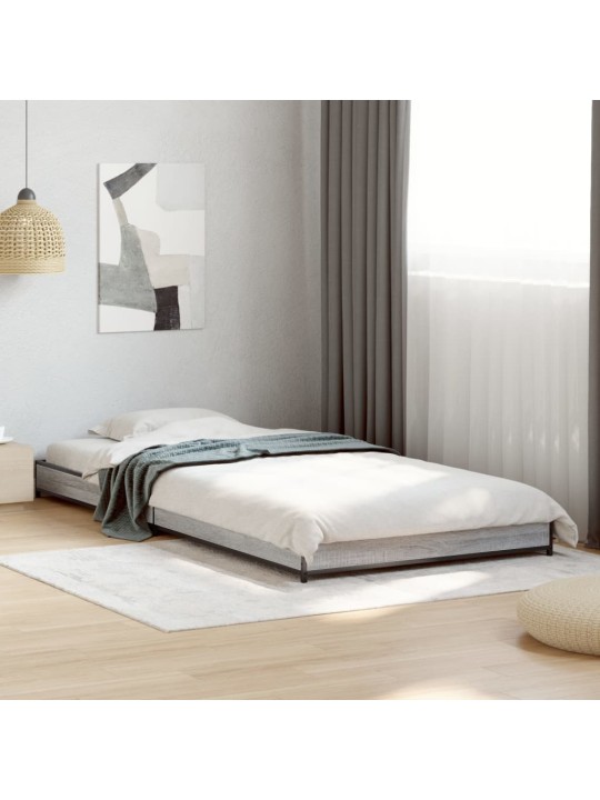 Rám postele šedý sonoma 90 x 190 cm kompozitní dřevo a kov