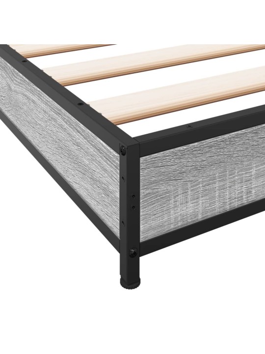Rám postele šedý sonoma 75 x 190 cm kompozitní dřevo a kov