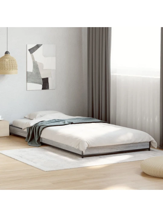 Rám postele šedý sonoma 75 x 190 cm kompozitní dřevo a kov