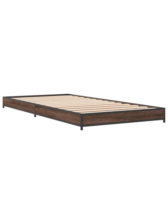Rám postele hnědý dub 75 x 190 cm kompozitní dřevo a kov