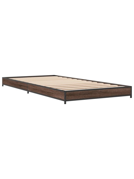 Rám postele hnědý dub 75 x 190 cm kompozitní dřevo a kov