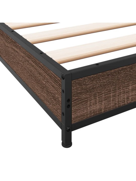 Rám postele hnědý dub 75 x 190 cm kompozitní dřevo a kov