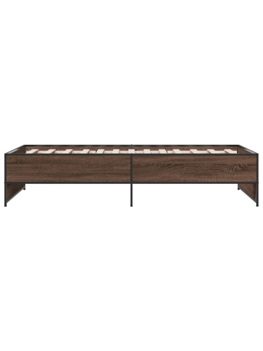 Rám postele hnědý dub 100 x 200 cm kompozitní dřevo a kov