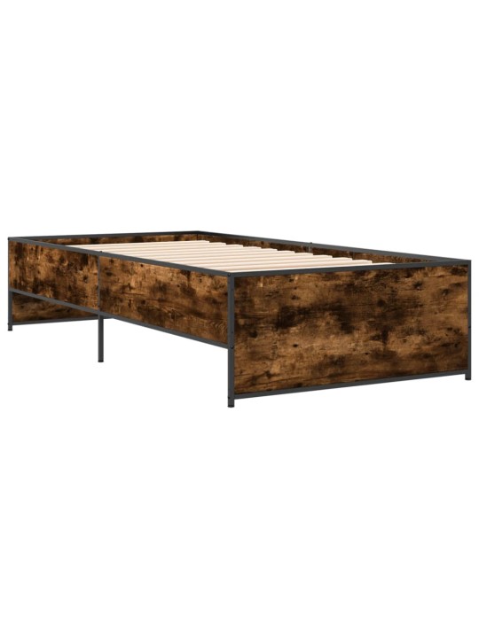 Rám postele kouřový dub 90 x 200 cm kompozitní dřevo a kov