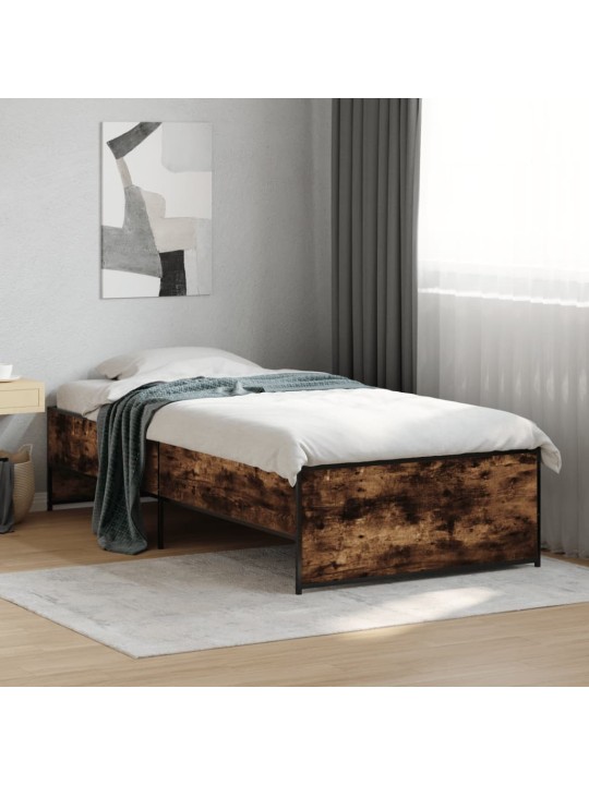 Rám postele kouřový dub 90 x 200 cm kompozitní dřevo a kov