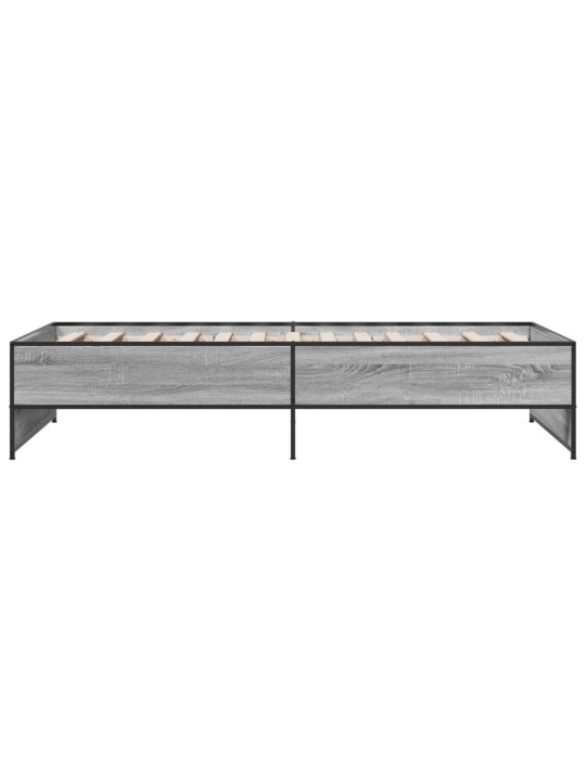 Rám postele šedý sonoma 90 x 200 cm kompozitní dřevo a kov