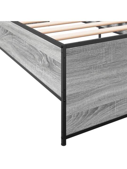 Rám postele šedý sonoma 90 x 200 cm kompozitní dřevo a kov