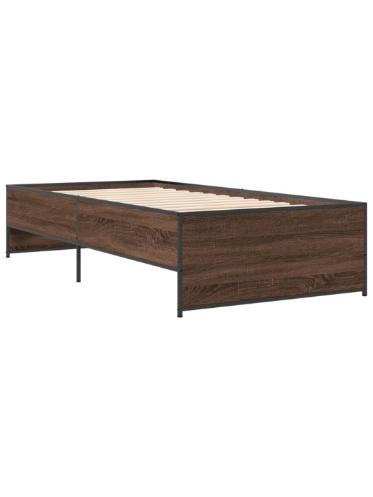 Rám postele hnědý dub 90 x 200 cm kompozitní dřevo a kov