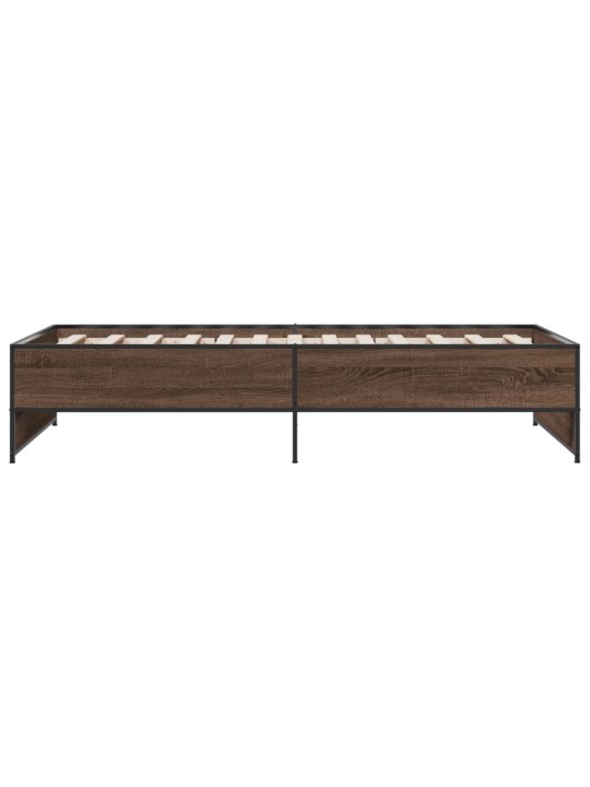 Rám postele hnědý dub 90 x 200 cm kompozitní dřevo a kov