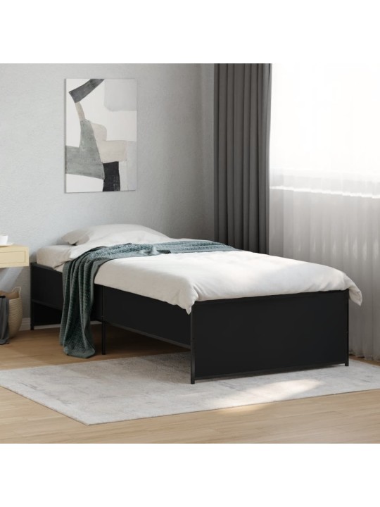 Rám postele černý 90 x 190 cm kompozitní dřevo a kov