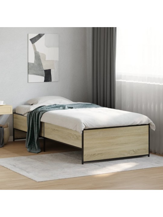 Rám postele dub sonoma 90 x 190 cm kompozitní dřevo a kov