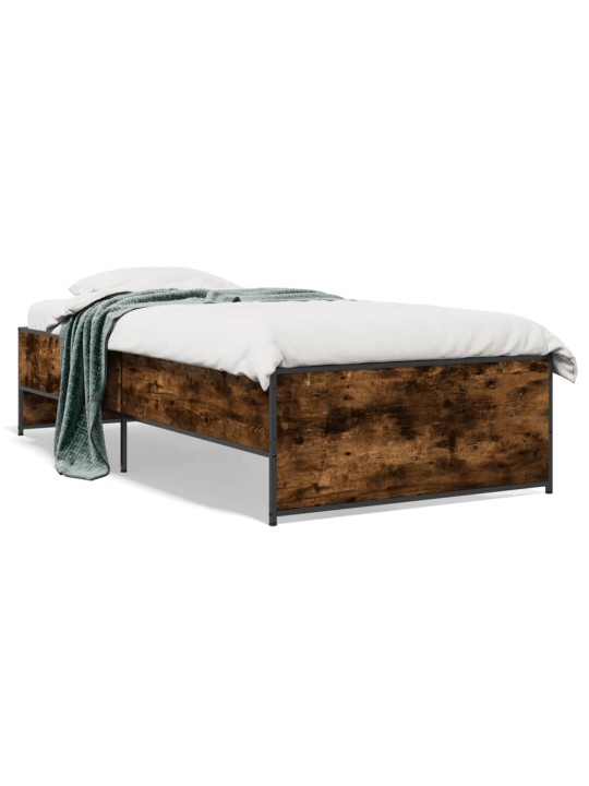 Rám postele kouřový dub 90 x 190 cm kompozitní dřevo a kov
