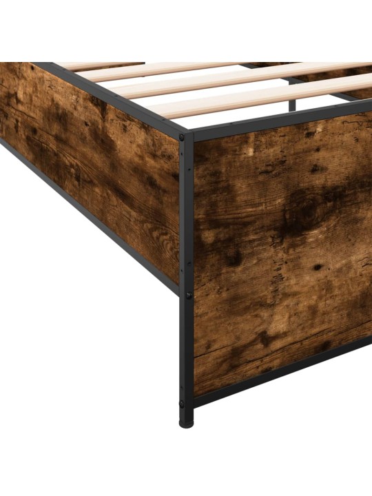 Rám postele kouřový dub 90 x 190 cm kompozitní dřevo a kov