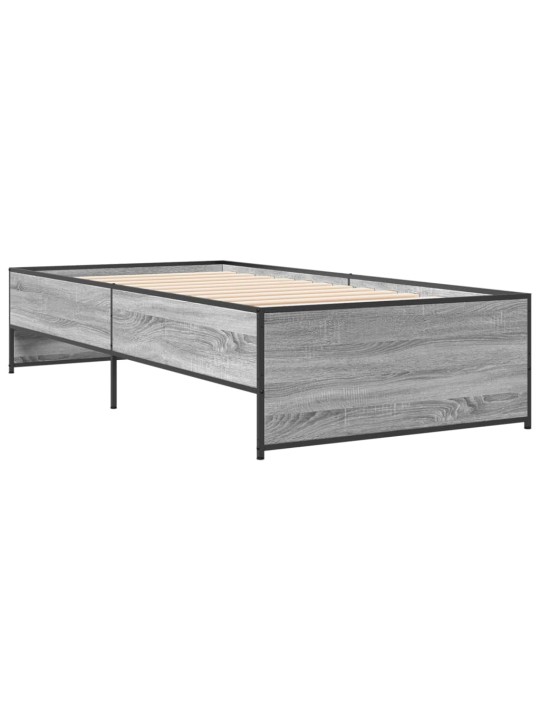 Rám postele šedý sonoma 90 x 190 cm kompozitní dřevo a kov