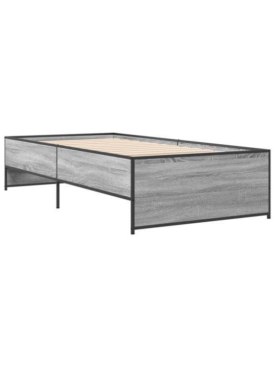 Rám postele šedý sonoma 90 x 190 cm kompozitní dřevo a kov
