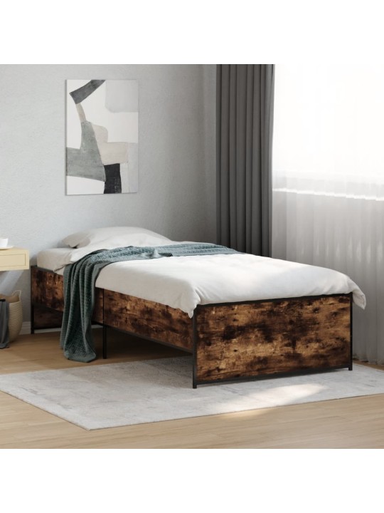 Rám postele kouřový dub 75 x 190 cm kompozitní dřevo a kov