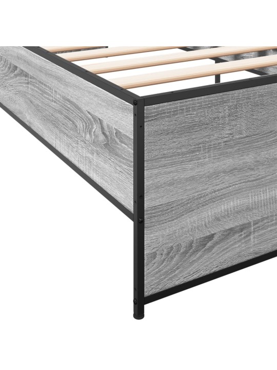 Rám postele šedý sonoma 75 x 190 cm kompozitní dřevo a kov