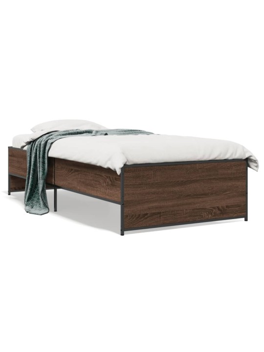 Rám postele hnědý dub 75 x 190 cm kompozitní dřevo a kov