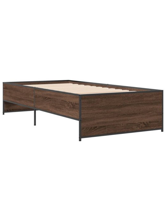 Rám postele hnědý dub 75 x 190 cm kompozitní dřevo a kov
