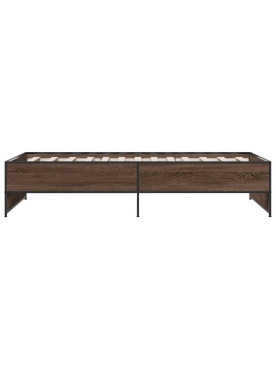 Rám postele hnědý dub 75 x 190 cm kompozitní dřevo a kov