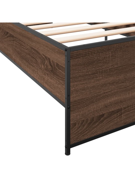Rám postele hnědý dub 75 x 190 cm kompozitní dřevo a kov