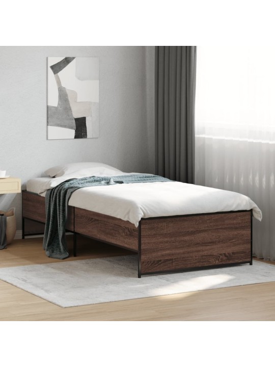 Rám postele hnědý dub 75 x 190 cm kompozitní dřevo a kov