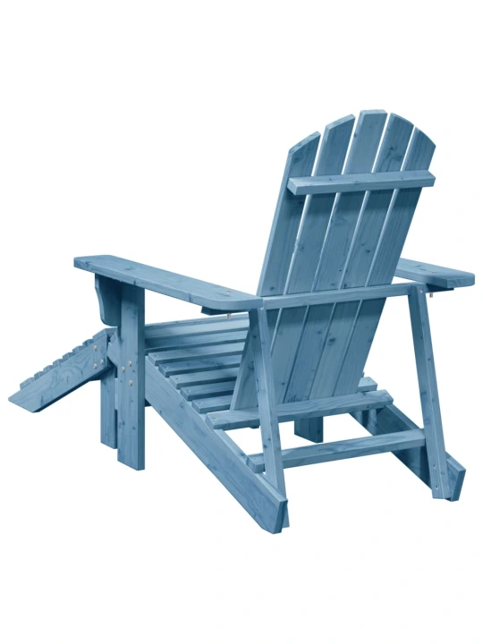 Židle Adirondack s podnožkou modrá masivní jedle