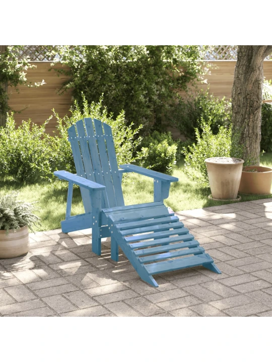 Židle Adirondack s podnožkou modrá masivní jedle