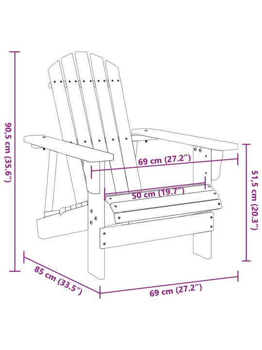 Židle Adirondack bílá 69 x 85 x 90,5 cm masivní jedle