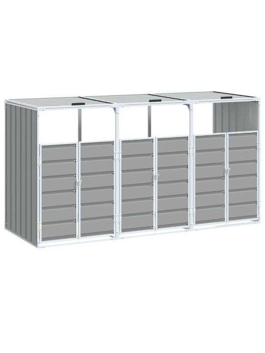 Box na 3 popelnice šedý 216 x 81 x 115 cm ocel