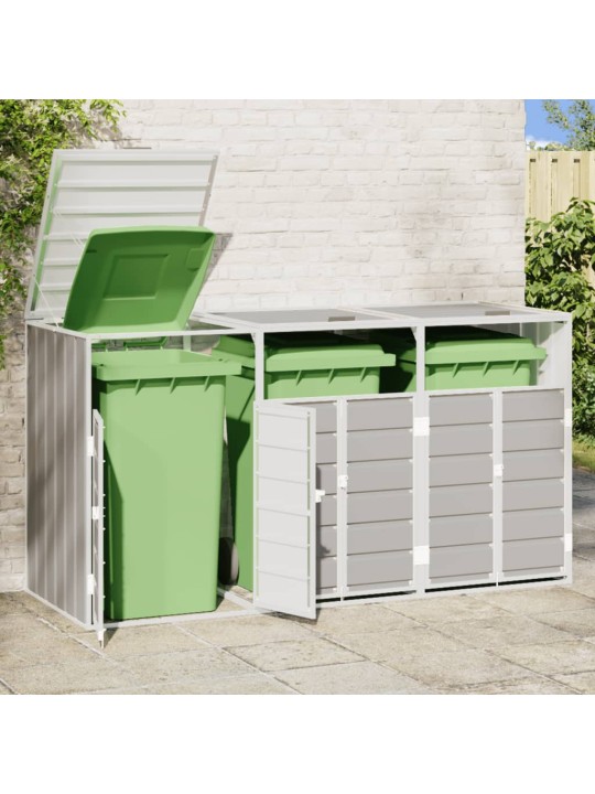 Box na 3 popelnice šedý 216 x 81 x 115 cm ocel