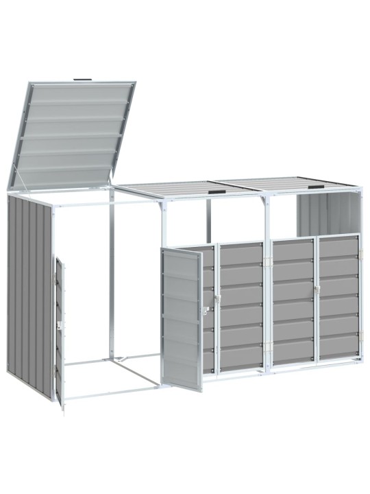 Box na 3 popelnice šedý 216 x 81 x 115 cm ocel