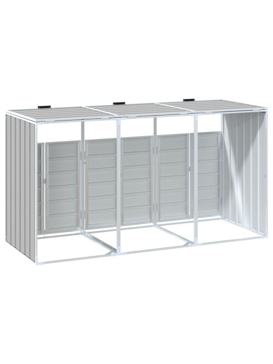 Box na 3 popelnice šedý 216 x 81 x 115 cm ocel