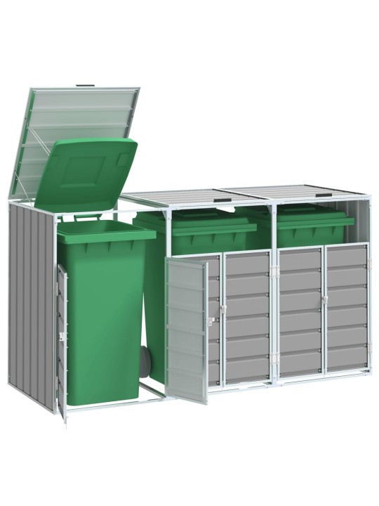 Box na 3 popelnice šedý 216 x 81 x 115 cm ocel