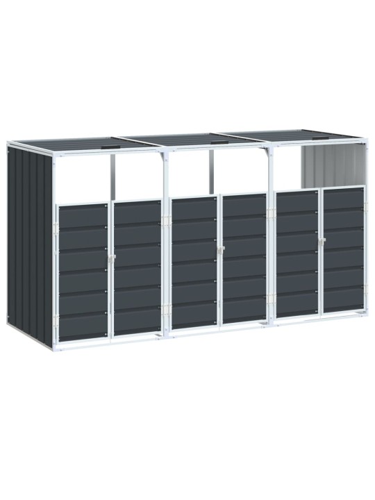 Box na 3 popelnice antracitový 216 x 81 x 115 cm ocel