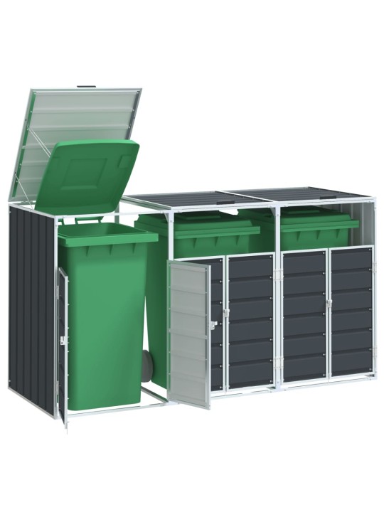 Box na 3 popelnice antracitový 216 x 81 x 115 cm ocel