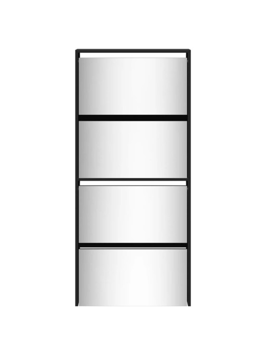 Botník se zrcadlem 4patrový černý 63 x 17 x 134 cm
