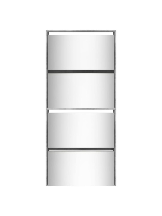 Botník se zrcadlem 4patrový betonově šedý 63 x 17 x 134 cm