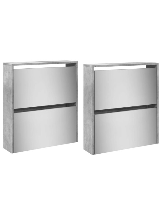 Botník se zrcadlem 4patrový betonově šedý 63 x 17 x 134 cm