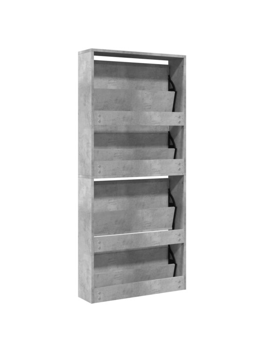 Botník se zrcadlem 4patrový betonově šedý 63 x 17 x 134 cm
