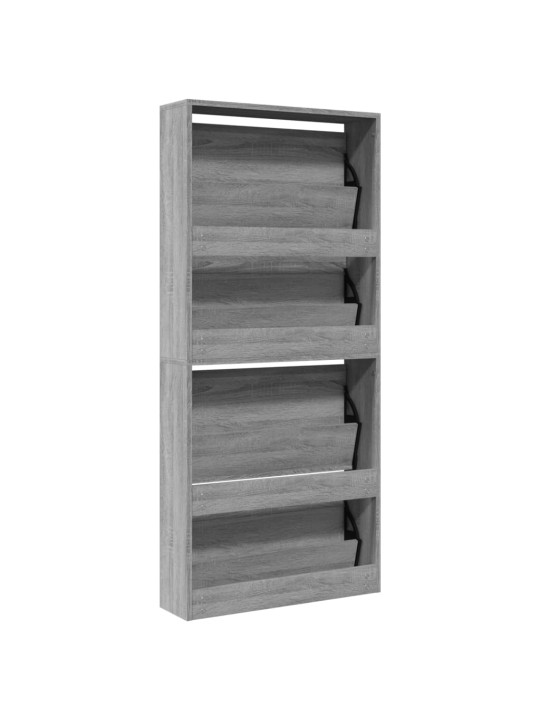 Botník se zrcadlem 4patrový šedý sonoma 63 x 17 x 134 cm