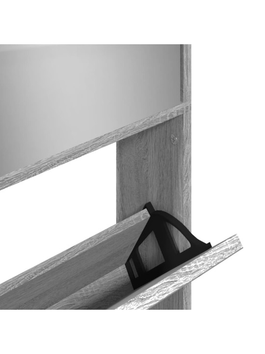 Botník se zrcadlem 4patrový šedý sonoma 63 x 17 x 134 cm