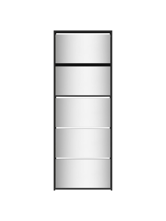 Botník se zrcadlem 5patrový černý 63 x 17 x 169,5 cm