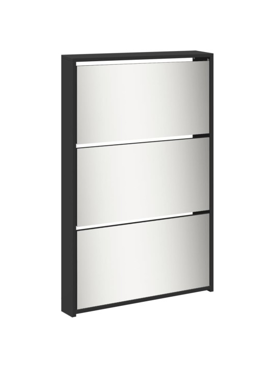 Botník se zrcadlem 5patrový černý 63 x 17 x 169,5 cm