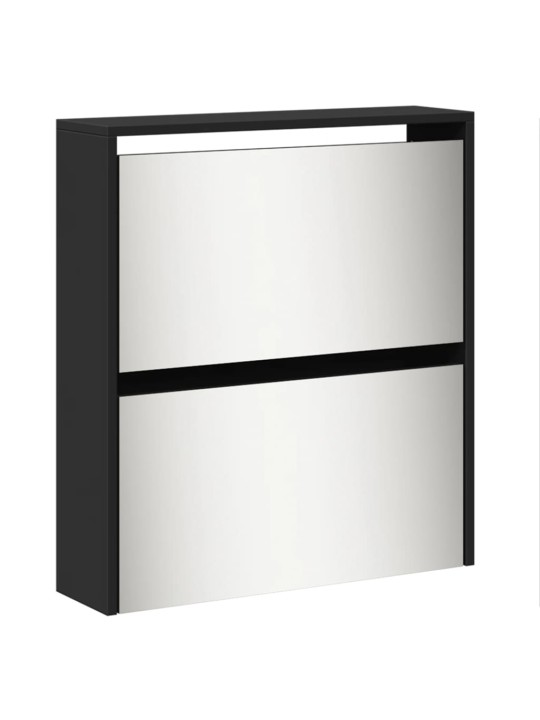 Botník se zrcadlem 5patrový černý 63 x 17 x 169,5 cm