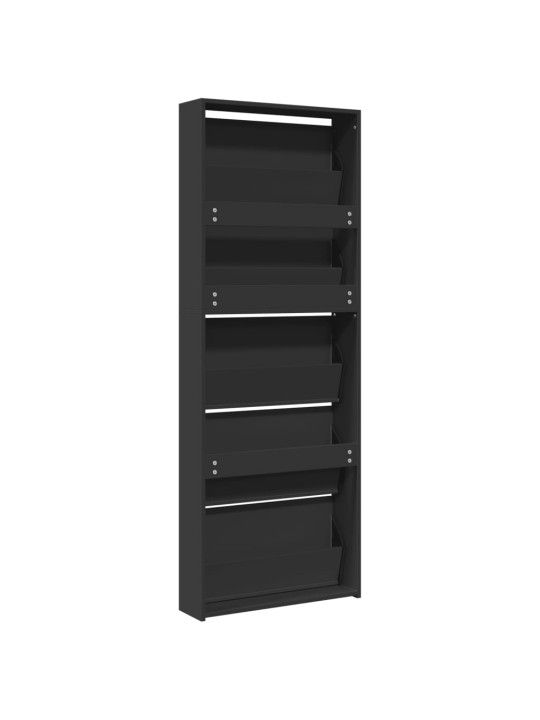 Botník se zrcadlem 5patrový černý 63 x 17 x 169,5 cm